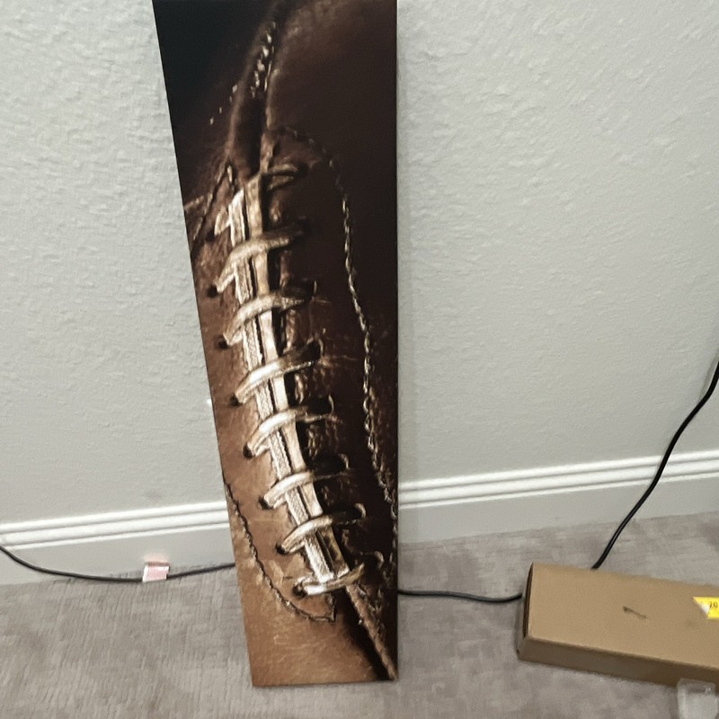 Vertical Football Laces Close-Up Canvas Print Wall Art, Brown Sports Theme