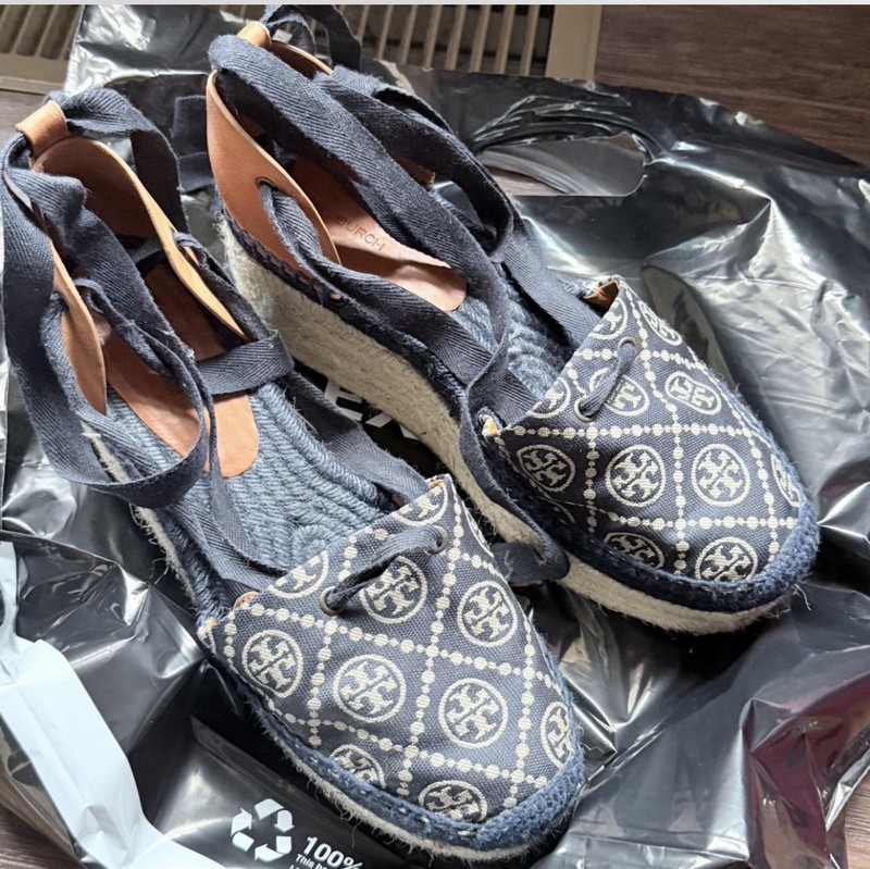 Tory Burch Espadrille Wedge Shoes Size 10.5