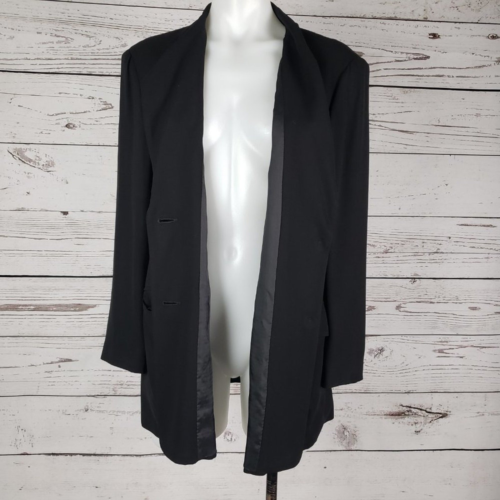 MaxMara 2-Button Solid Black Black Blazer Jacket … - image 10