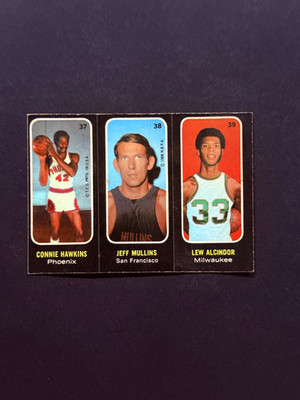 1971-72 Topps Basketball Trio Stickers #37/38/39 Lew Alcindor/Hawkins/Mullins EX