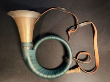 Vintage Jagdhorn Fürst-Pless Messing Jagdsignalhorn mit Mundstück Leder