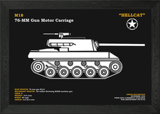 Quadro stampa su tela poster arte da parete con cornice M18 Hellcat Tank Destroyer