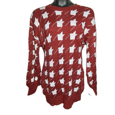 Cupshe NWOT Burgundy Cream XL Houndstooth Print Sweater Dress Long Drop Sleeve
