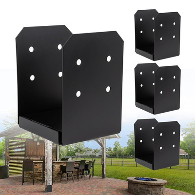 4-Pack Nominal 8x8 Post Base, 8x8 Post Brackets for Concrete, 1-Inch Standoff...
