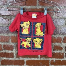 Vintage Disney Lion King Shirt Toddler 2T Red Simba Graphic Cartoon Movie 90s