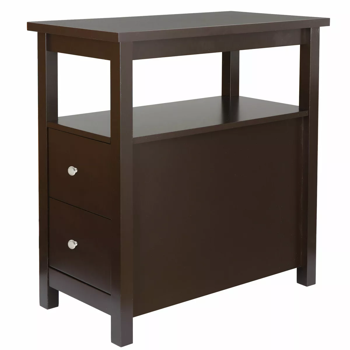 Narrow chairside table with drawers sale