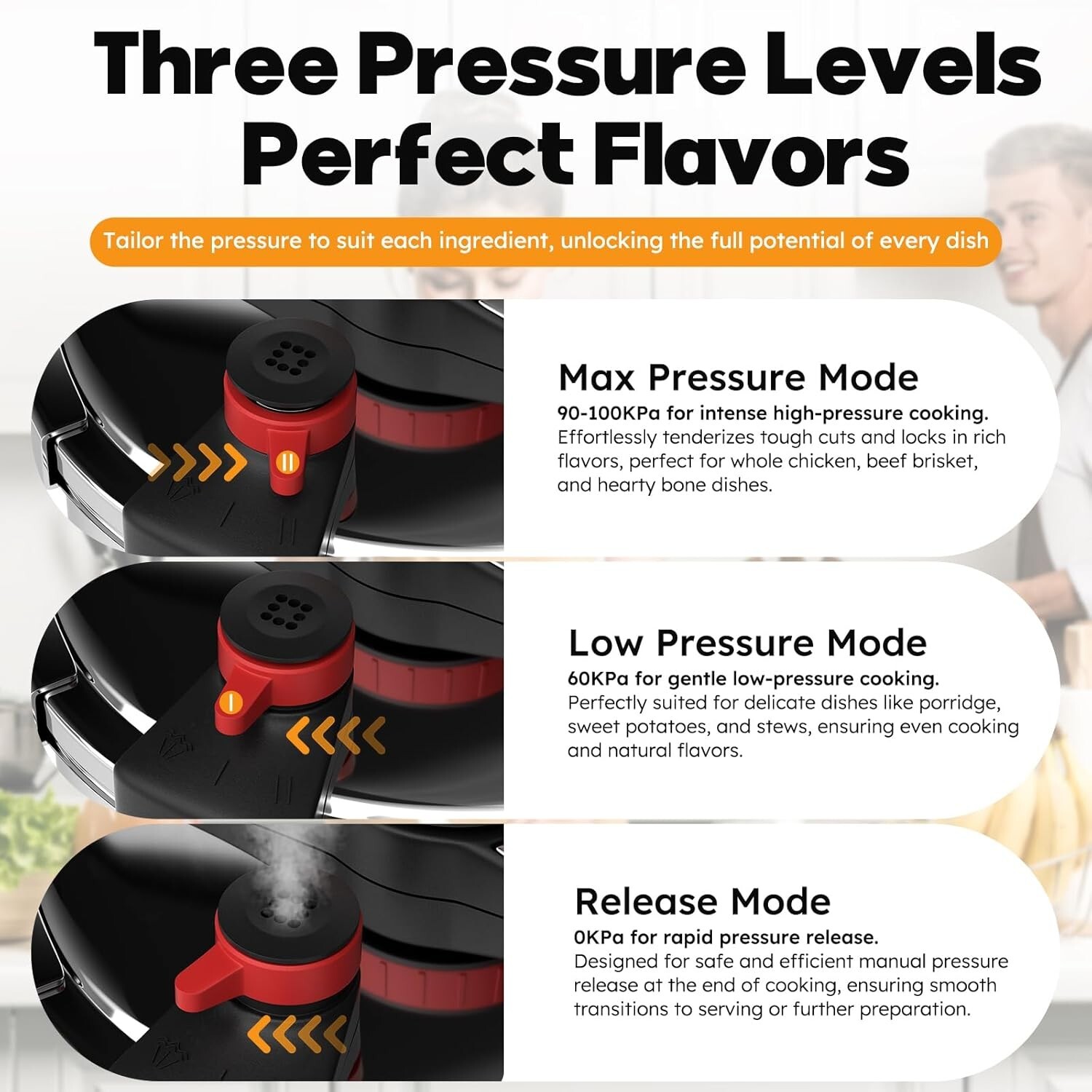 304 Stainless Steel Pressure Cooker 8QT Induction Gas Top with 2 Lids Steam Rack