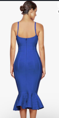 bandage dress midi blue Belkisse Royal-Blue Gold Zipper Midi Bandage Dress – Chic Couture Online main image 0