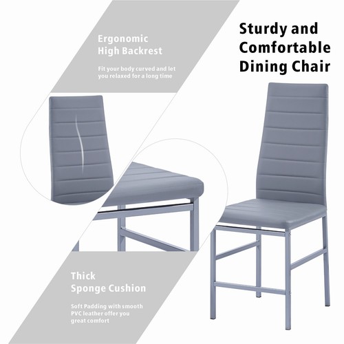 Set of 4pcs High Back PU Leather Seat Padded Dining Chairs Dining Room Kitchen - Picture 24 of 44