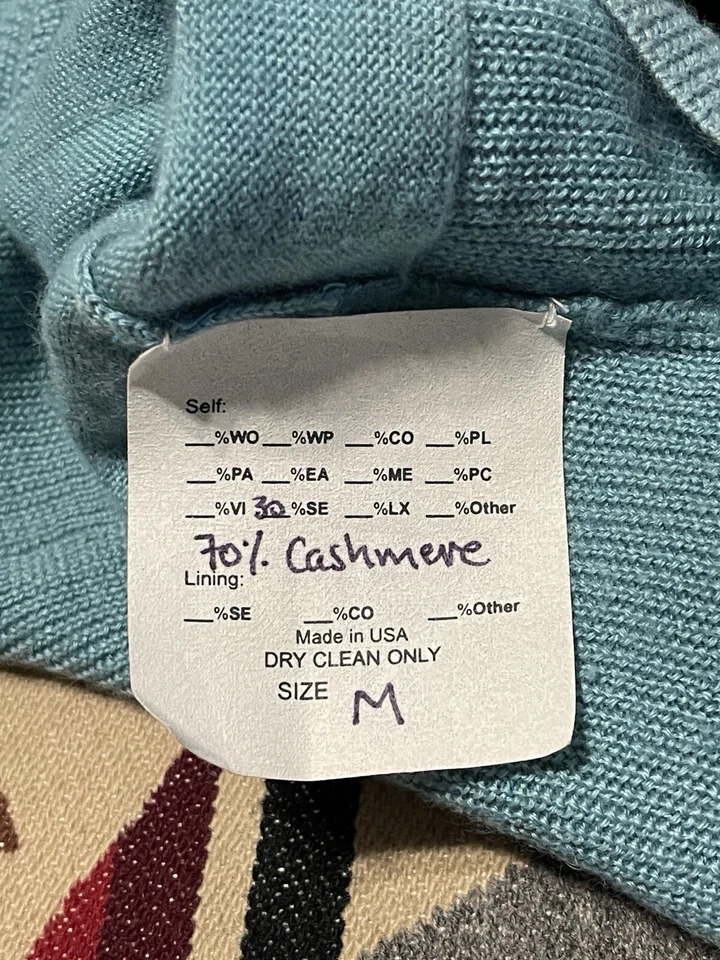 Cárdigan de seda de cachemir verde azulado Tuleh para mujer M T28 Foto 4 de 4