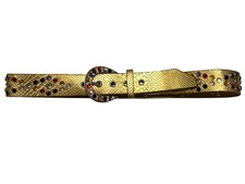 Vintage Gold Reptile Belt With Rhinestones Size Large
