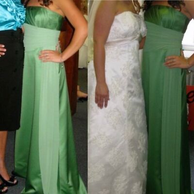 Satin David's Bridal Clover NEW! David's Bridal Y-Neck Dress