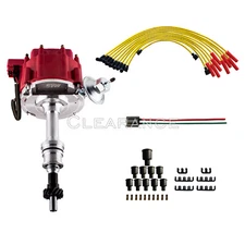 Performance HEI RED Ignition Distributor w/Cap & Rotor and Spark plug Wire set