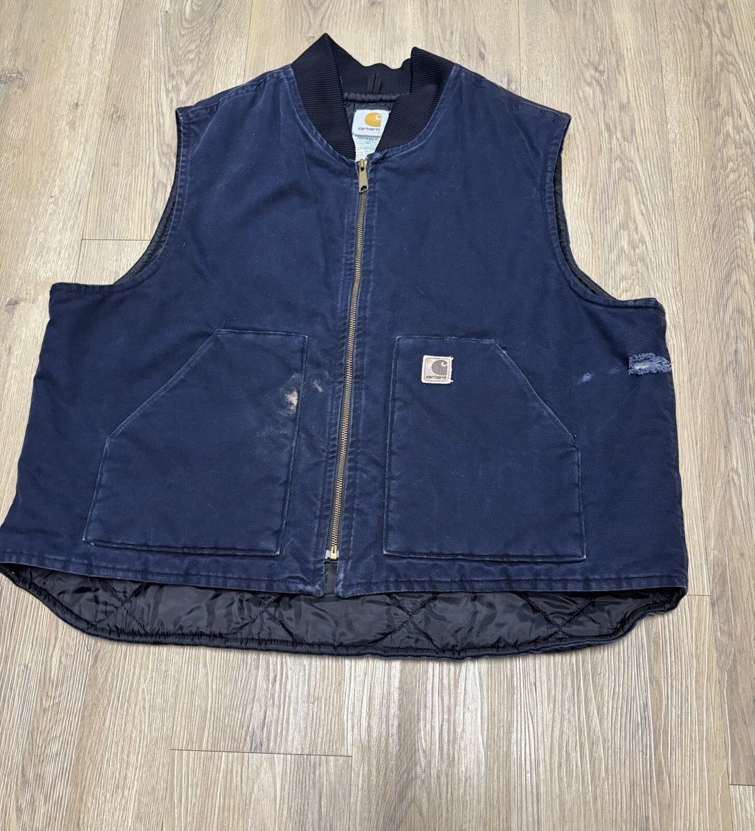 Carhartt Vest Mens 2XL XXL Navy Blue Full Zip Arctic Quilt