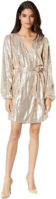 champagne sequin wrap dress Gloria Sequin Wrap Dress