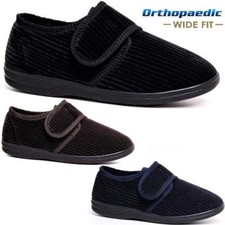 MENS DIABETIC ORTHOPAEDIC EASY CLOSE WIDE FITTING STRAP SLIPPERS SHOES SIZE 6-14