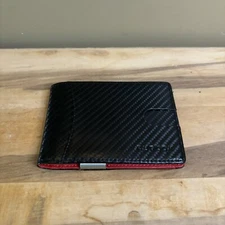 Runbox Slim Wallet For Men Black And Red With Money Clip Good Used Condition.
