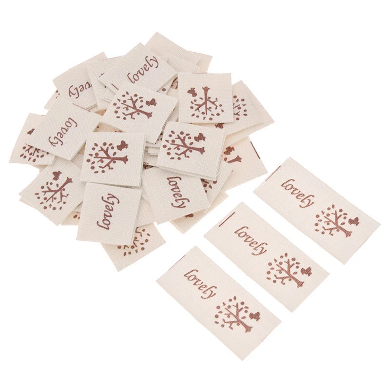 50Pcs Handmade Labels Tags Cotton Fabric Clothing Sewing Craft Accessories DIY - Image 4 of 4