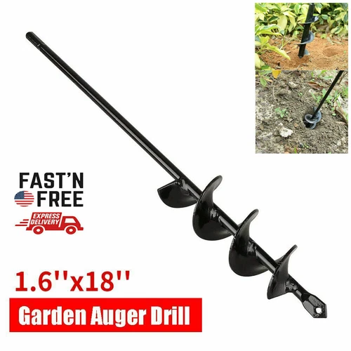 18" Planting Auger Spiral Hole Drill Bit Garden Soil Yard Earth Bulb Hole Digger