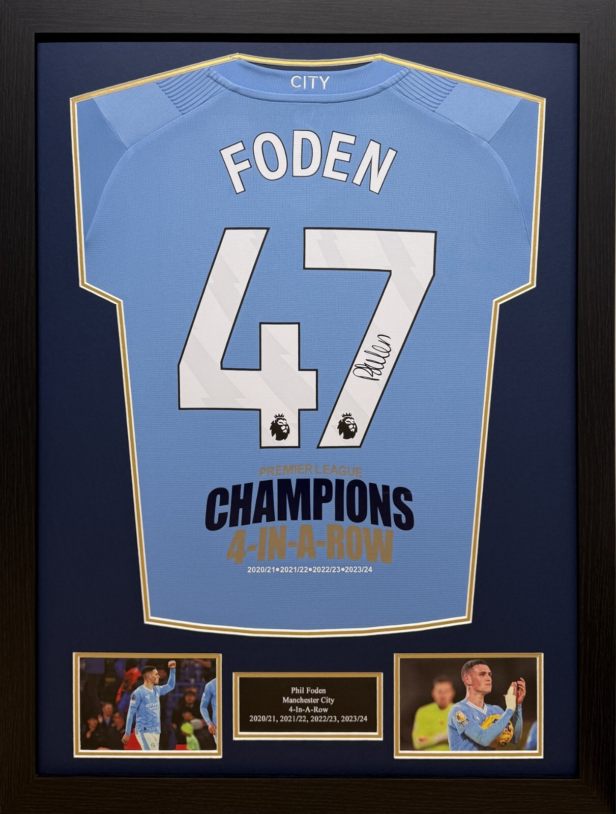 MAGLIA CALCIO PHIL FODEN FIRMATA MANCHESTER CITY "4 DI FILA" VEDI PROVA + COA