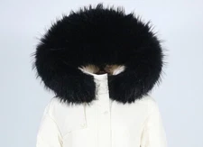 Real Raccoon Fur Collar For Hooded Down Coat Parka's Cap Dedicated Black