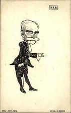 Handmade Pen & Ink Man in Suit After G. Jennis PRA 1907 Postcard