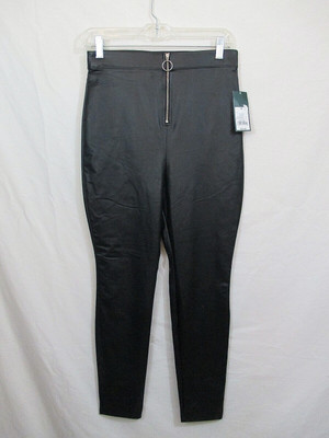 Wild Fable Target Women's NWT Black Faux Leather Leggings Exposed Front Zipper M