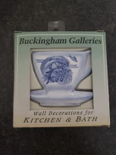 BUCKINGHAM GALLERIES WALL DECOR FOR KITCHEN CERAMIC TILE blue tea cup new!