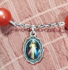 Red Pearlescent Rosary Bracelet W/ Divine Mercy Pendant And Holy Spirit Cross... — photo 2