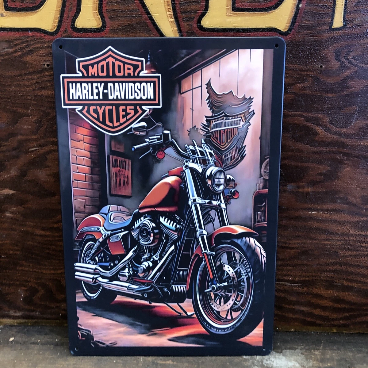 Harley Davidson Motor Cycles Repro Small Tin Sign Mancave 