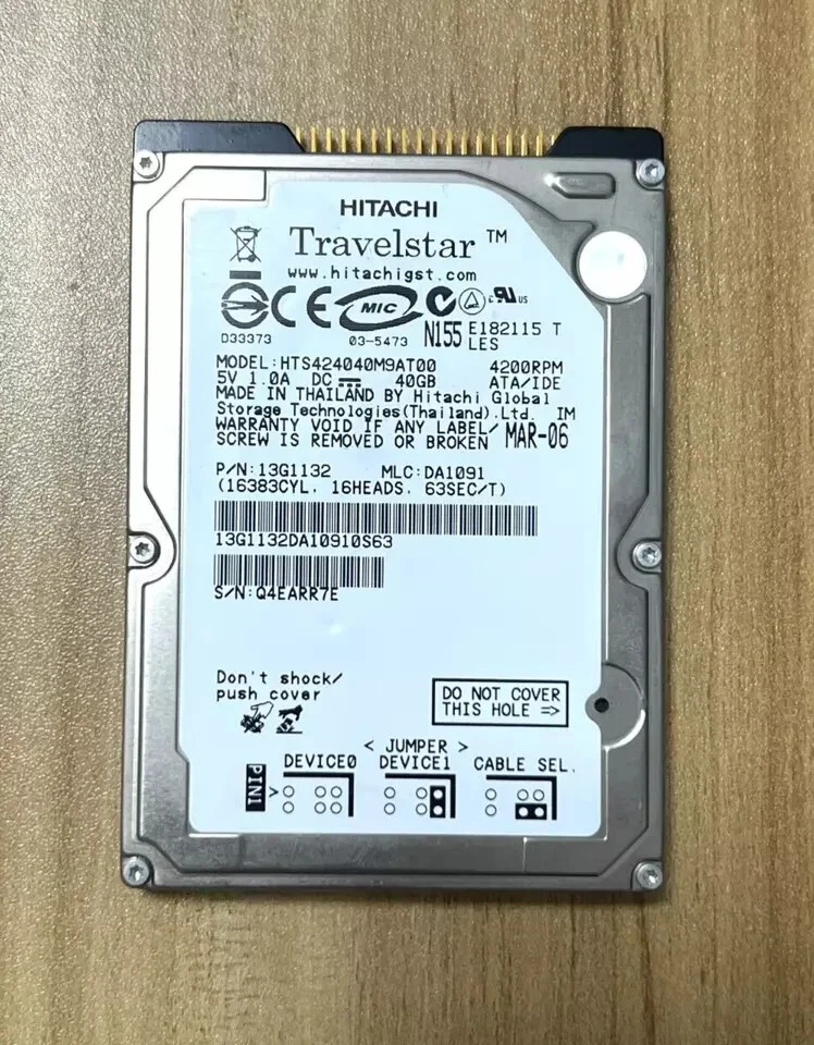 HITACHI 2.5" 40 GB IDE/PATA 4200 RPM 2MB HDD HTS424040M9AT00 Laptop Hard Driver - Image 2 of 3