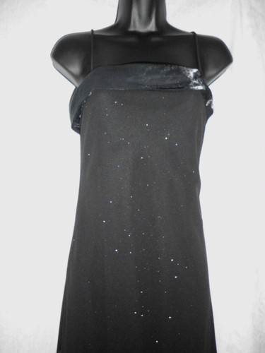 Vintage Jump Apparel Co. Formal Dress Size 3 4 Black Sparkles Spaghetti Straps - Picture 2 of 12