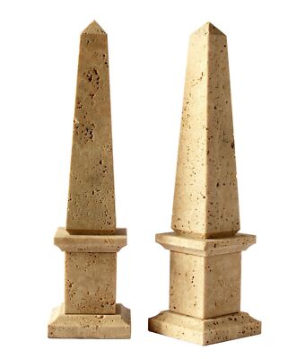 Classic Travertine Italian Stone Obelisk Home Design H.40CM