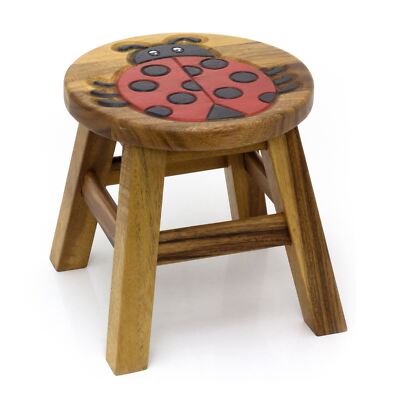 Children's Wooden Ladybird Stool Small Round Ladybug Footstool for Kids  25cm UK
