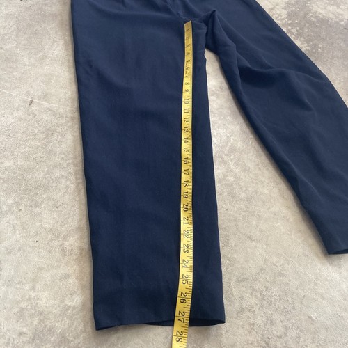 Gianni Sport Pants Women sz 12 Virgin Wool Navy Blue High Rise Wide Leg Trousers - Picture 5 of 9