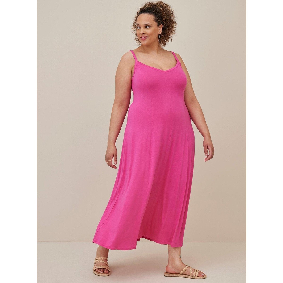 fitted lace wedding dress Plus Size Casual Maxi Dress Square Neck-Pink&White Flower, 3XL
