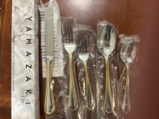 Yamazaki TASHA GOLD Stainless 5 Piece Place Setting NIB