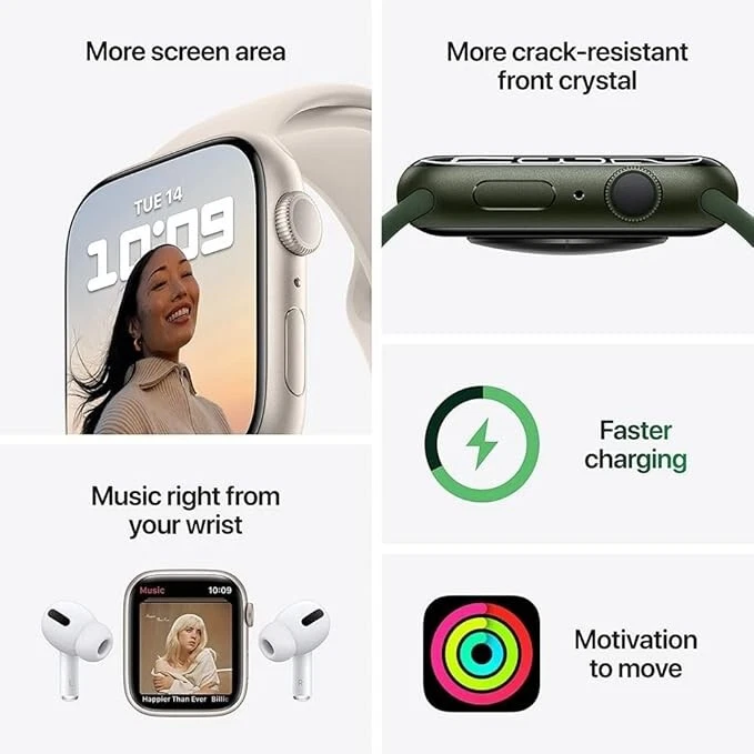 Apple Watch Series 7 41mm - Green - (GPS + Cellular) with Green Sports Band - Image 3 of 4