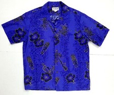 Vintage Aloha Line Hawaii Men's Vibrant Floral Hawaiian Button Up Shirt Size L
