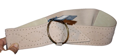 Julius Resnick 80s Suede Leopard Print Chundy Wide Belt Gold Tone Nugget ArtDeco JULIUS RESNICK 1980s Genuine Suede Leopard Cheetah Animal  main image 2