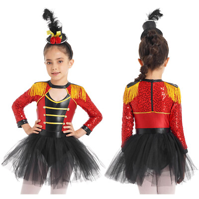 DE Kinder Mädchen Rock Tutu Kleid Party Kostüm Cosplay Tanzbekleidung Pailletten
