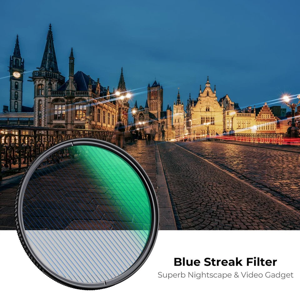 K&F Concept Lens Blue Streak Filter 67mm 77mm 82mm NANO X Waterproof Blue - Image 4 of 4