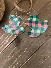 St Patrick's Day Hat Earrings; Faux Leather wire earrings