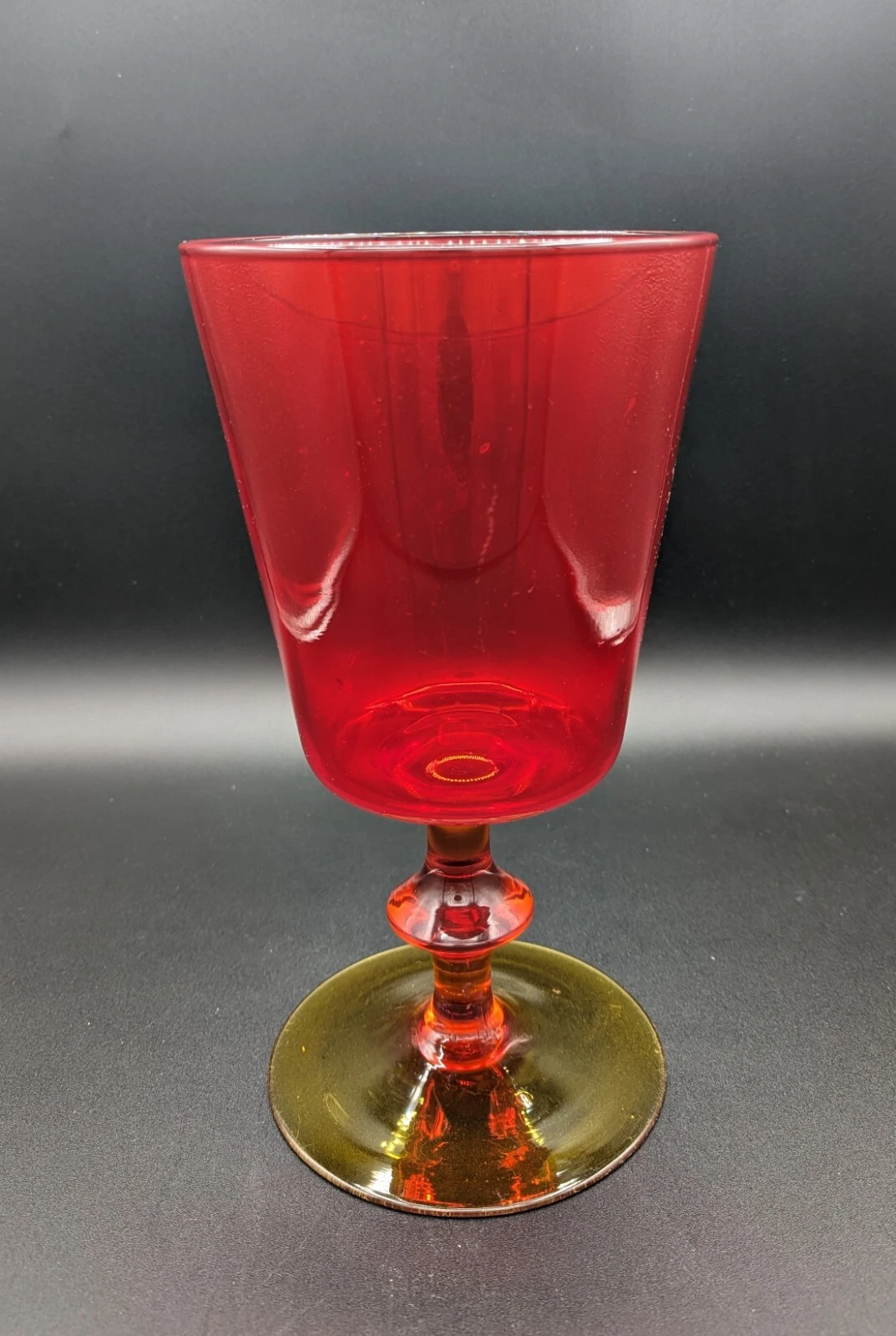 Amberina Goblet Shaped Stemmed Vase. Fluorescent.