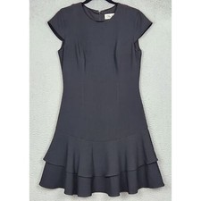 ELIZA J Dress Womens Size 6 Black Peplum Hem Crew Neck Sheath Cap Sleeve