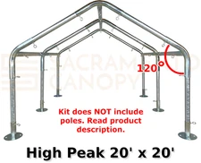 High Peak Canopy Fittings Kits (20' Wide Width) DIY Carport & Greenhouse, 1-1/2"