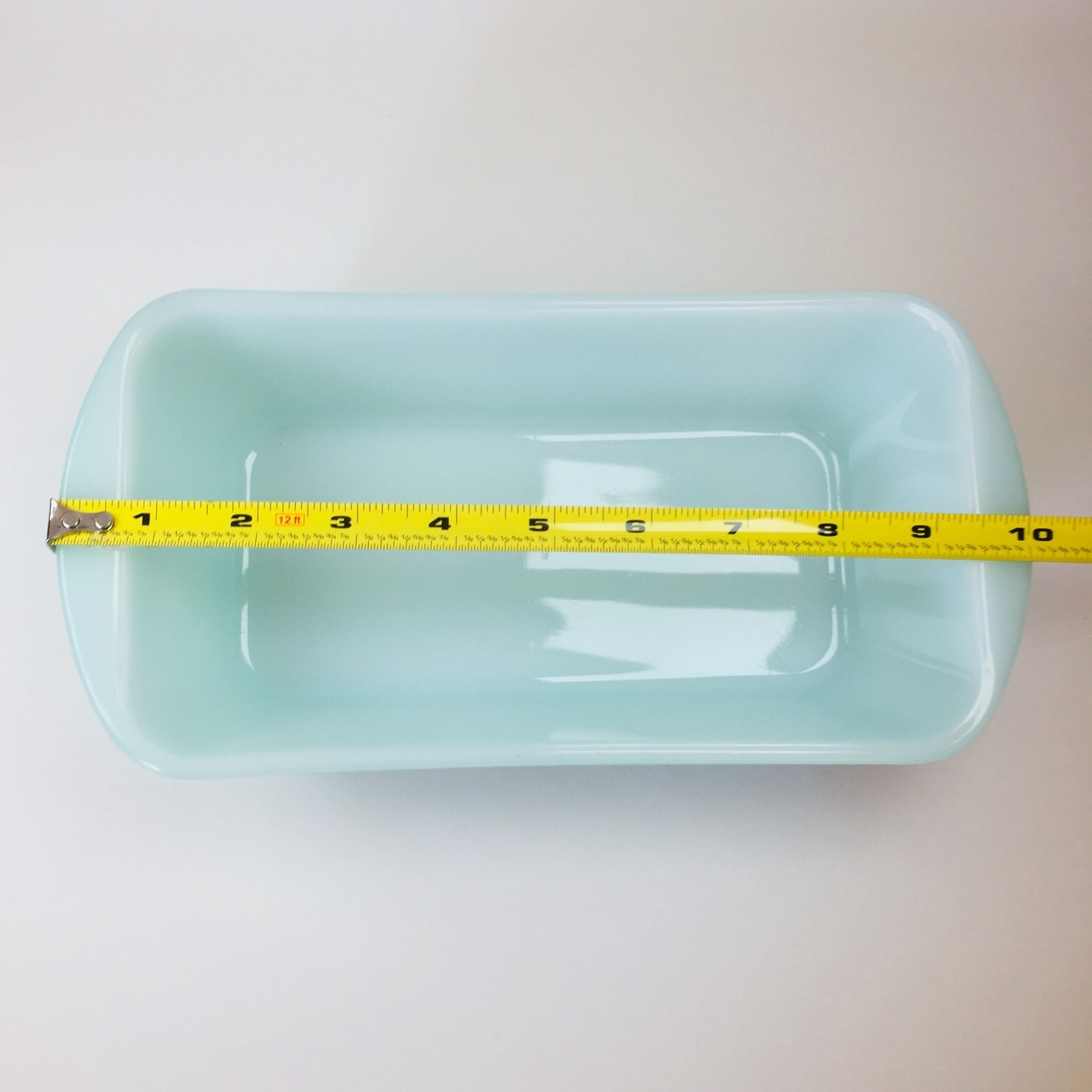 VTG Glasbake Light Blue/Milk White Baking Dish J-522 w/Woolworth Happy Home Tag