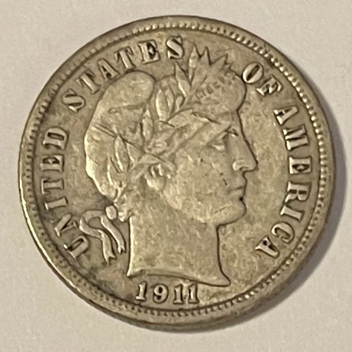1911 10C Barber Dime 1911 D 10C Barber dime 90% Silver U.S. Coins