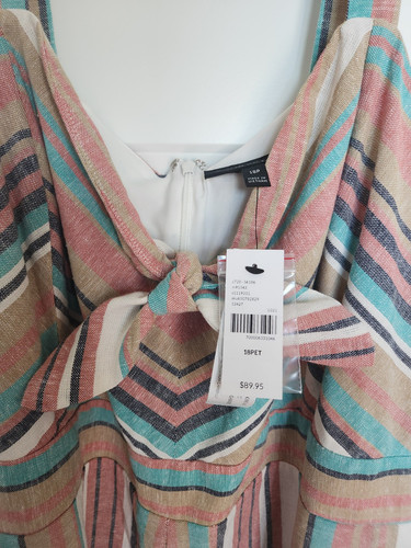 Nwt $90 Lane Bryant Multicolor Stripe Cropped Sleeveless Tie-front Jumpsuit Chic - Picture 3 of 6