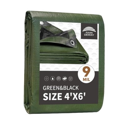 4x6 Feet Tarp Waterproof,Small Tarps,9Mil Thick,UV Resistant,Medium Duty Mult...